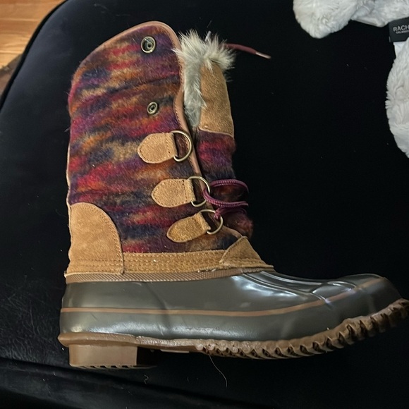 Khombu Duck Boots Suede Faux Fur Blanket Tie Winter Boots Women’s 7 - Picture 1 of 13